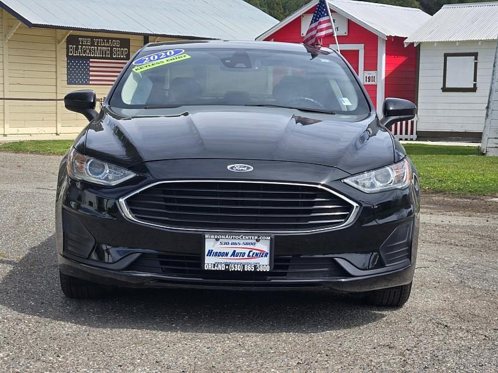 2020 BLACK /black/tan Ford Fusion (3FA6P0G71LR) with an 4-Cyl 2.5 Liter engine, Automatic 6-Spd w/SelectShift transmission, located at 246 E Walker St., Orland, 95963, (530) 865-5800, 39.747589, -122.178398 - Photo #1